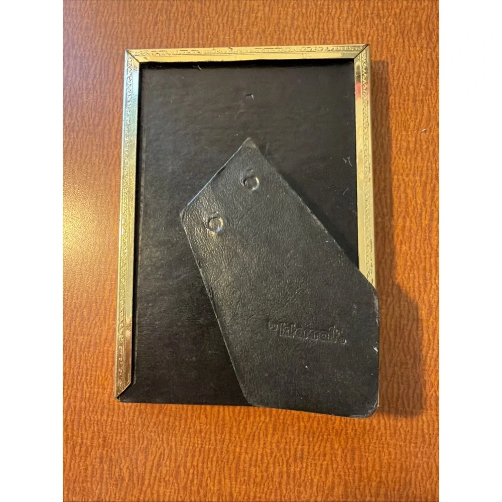 Vtg MCM Gold Tone Free Standing Picture Frame 3.5